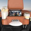 Multifunctional Car Seat Back Leather Tissue Storage Box Phone And Tablet Stand Place Water Cup Portability Trash Hook Bag