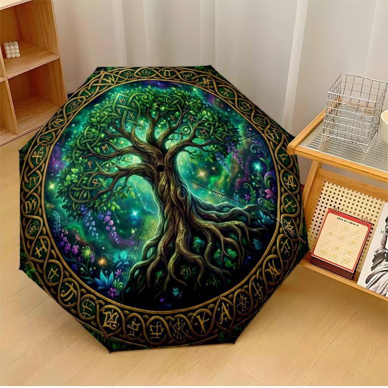 

Knowledge Tree with Books Printed umbrella windproof folding umbrella portable sun and rain umbrella suitable for gifting