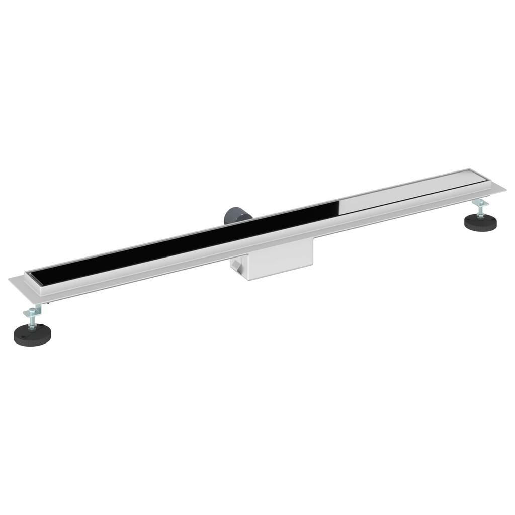 Shower Drain with Glass Cover Black 90 cm Stainless Steel 304