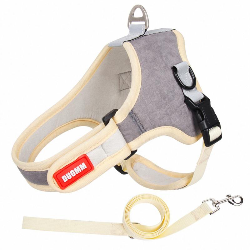 Pet Puppy Suede Chest  Sling Harness No-pull Reflective Breathable Adjustable Detachable Design Pet