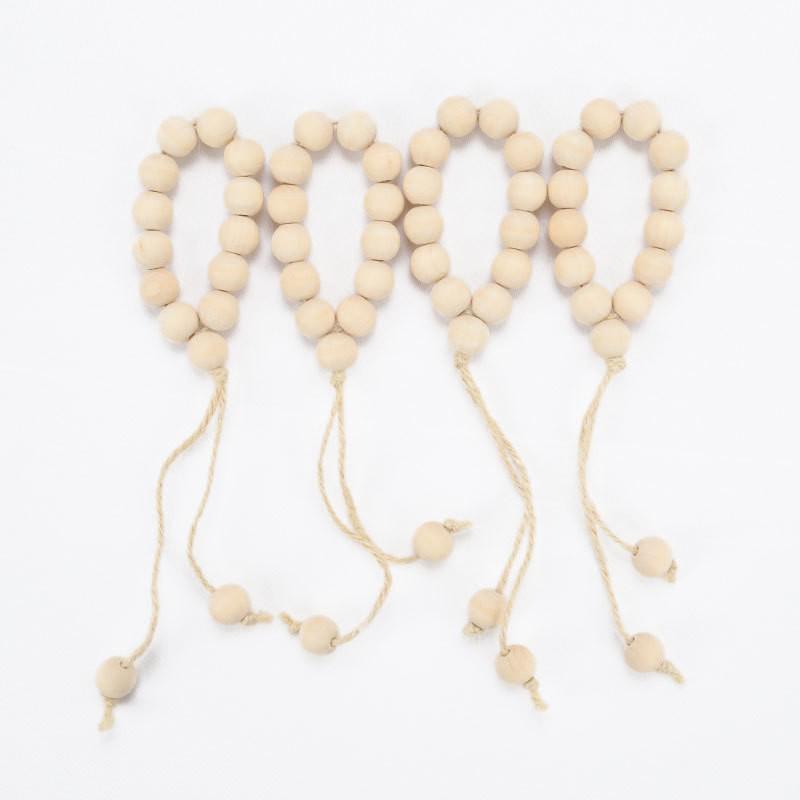 European Pastoral Wooden Bead & Tassel Napkin Ring - Handmade Woven Rope Design