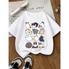 European Sizes Nine Kittens Pattern Printed T-shirt, Round Neck Short Sleeve T-shirt for Girls, Girls' Summer Youngsters's Clothing