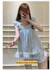 2026 Sweet Princess Style Women's Summer Pajama Set: Built-In Bra Jacquard Cloud Cotton Camisole