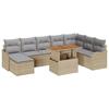 VidaXL Ensemble de Canapé de Jardin 9 Pièces avec Coussins Beige Poly Rotin Acacia 3349496