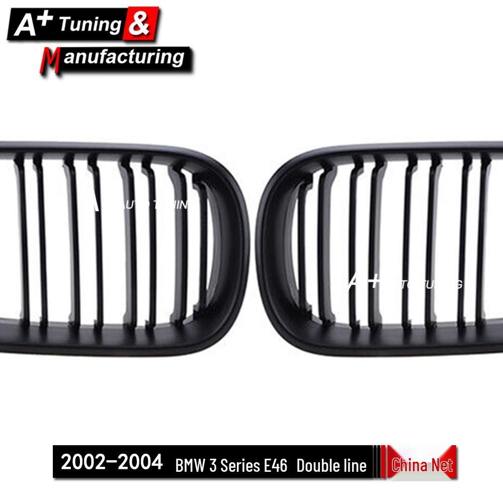 Doppelstreifen-Kühlergrill in Mattschwarz für BMW E46 3er (2002–2004, 4-türig)