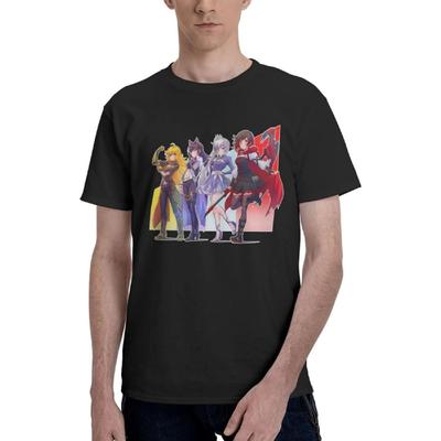 Dorsogna Herren T-Shirt RWBY Baumwoll-T-Shirt Kurzarm Sportliches T-Shirt Unterhemden