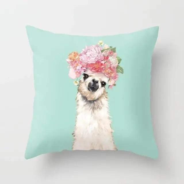 Juste de coussin de dessin animé pour la maison, taie d'oreiller décorative, animal, lama, alpaga, girafe, canapé, voiture, fête, Nairobi, Orn