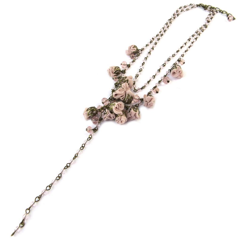 Les Trésors De Lily [P0788] - Artisanal Necklace 'Les Antoinettes' Old Pink (handmade)