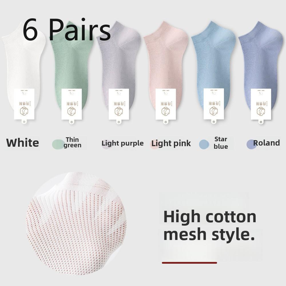 6 Pares Meias Femininas de Verão de Malha Ultrafinas Sem Costura Absorventes de Suor Calcanhar Que Não Desliza