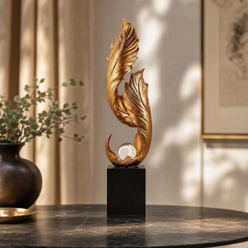 Standing Ornament with Crystal Ball Transparent for Entryway, Office, Art Lovers