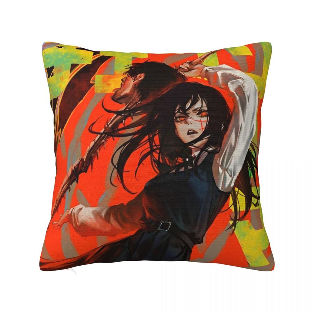 Anime Chainsaw Man Pillow Case Cushion Covers Customized Polyester Decor Pillowcover for Seat 45x45cm