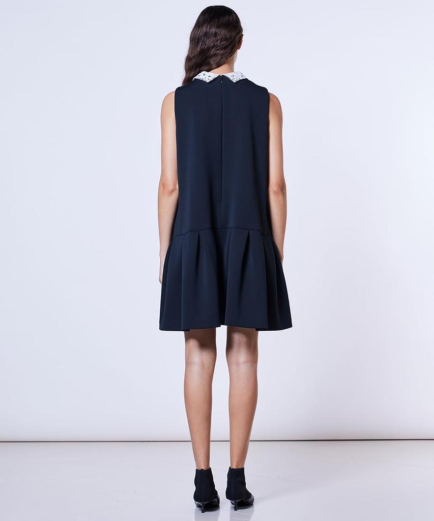 Standard Lace Collar Pleated Mini Dress Black 36 [Double Clothing] Sov. 0501-060-263 Women's