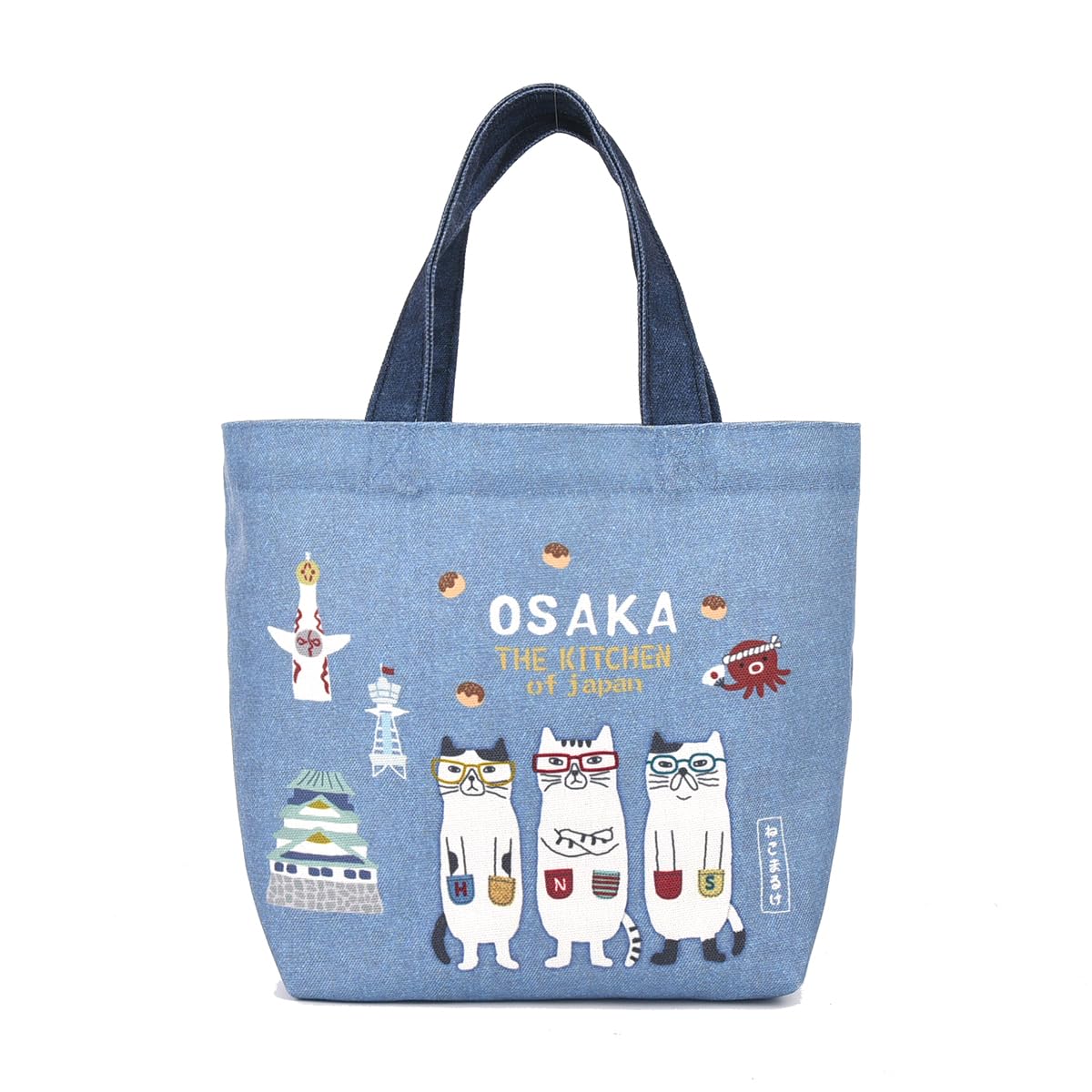 

[Kusuguru Japan] Маленькая холщовая сумка-тоут с японским узором, Nekomaruke, Osaka Rendezvous SX