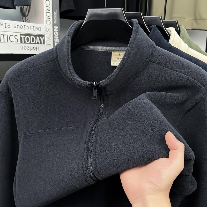 

Men s Thickened Fleece Stand Collar Jacket - Warm Autumn/Winter Trendy Top L