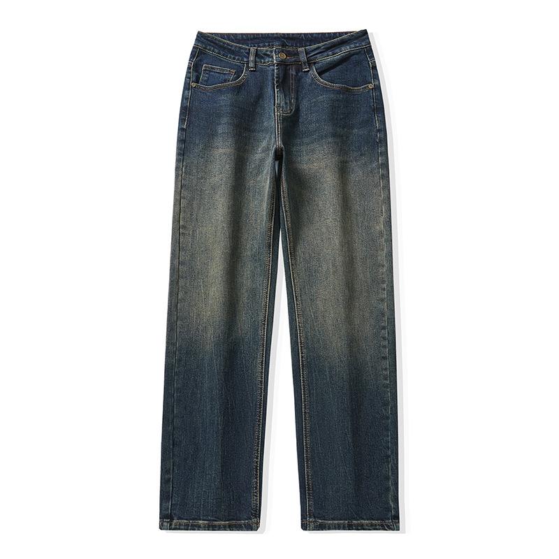 Autumn and Winter New Gradual Change Jeans Men's Elastic Fit Straight Pants