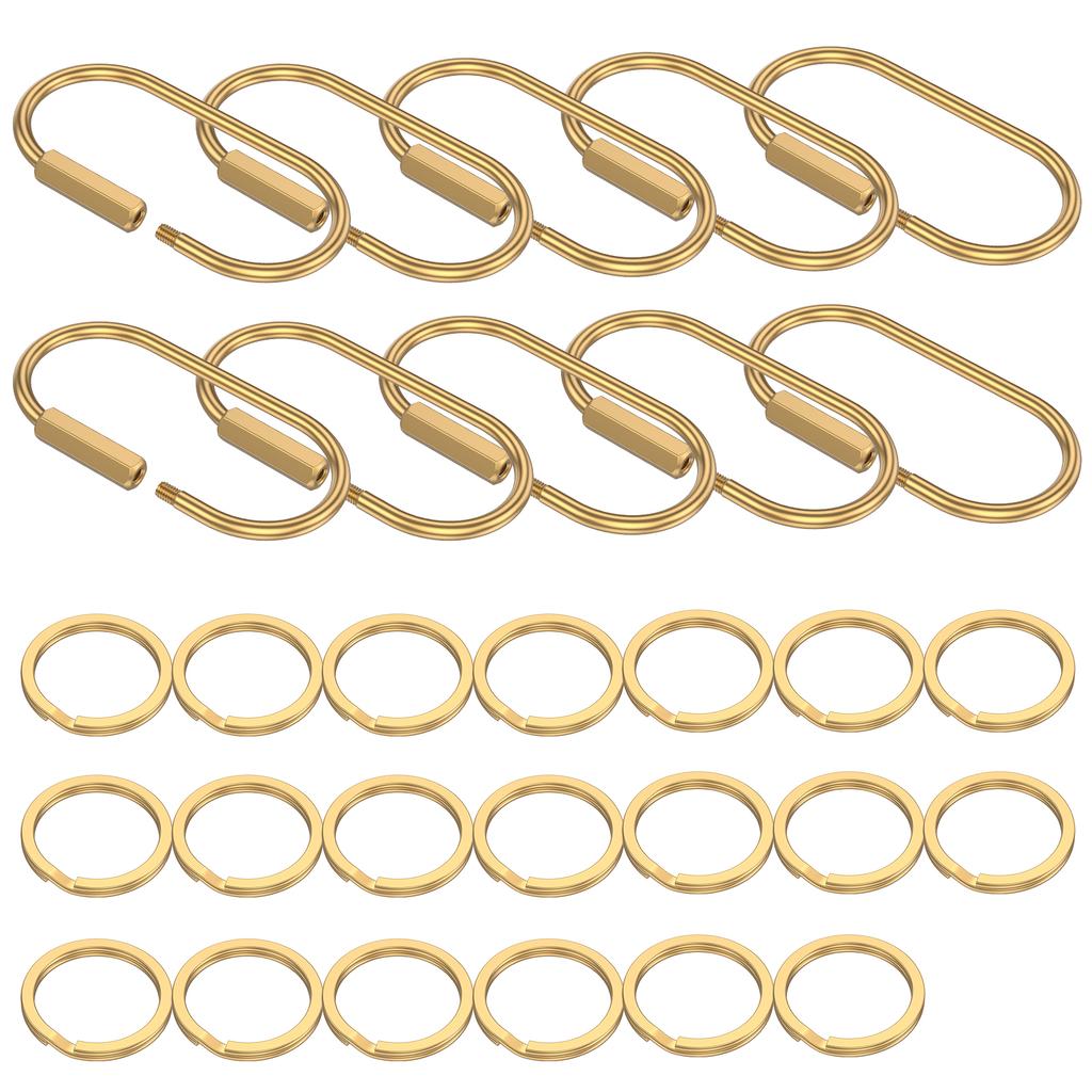 Brass Key Ring Gold Key Chain Organizer Holder Men Women Keychain with Secure Screw Locking for Key Handbag Mountaineering Bags