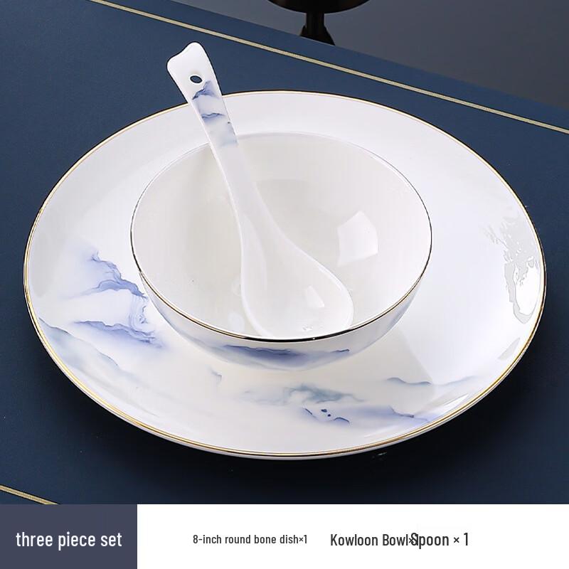 Набор столовой посуды Abay Bone China в китайском стиле с видом на горы, 3 предмета