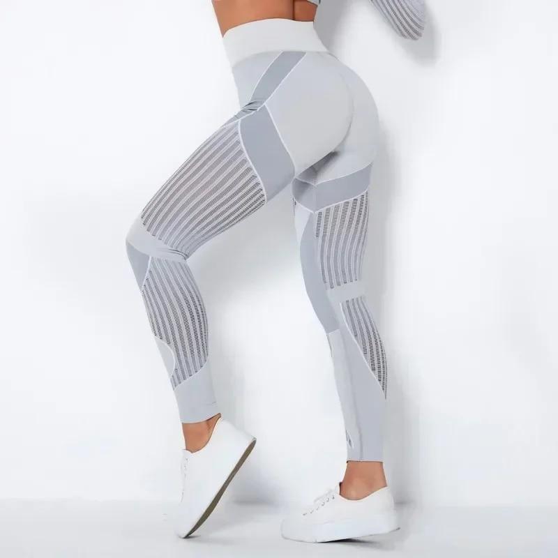 Pantaloni da yoga lavorati a maglia senza cuciture Leggings da donna Sport Fitness Running Legging a vita alta Donna Leggings traspiranti cavi sexy 30312