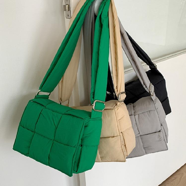 Contemporary Cotton Space HandbagsLarge Puffer Woven Shoulder Bag for Women