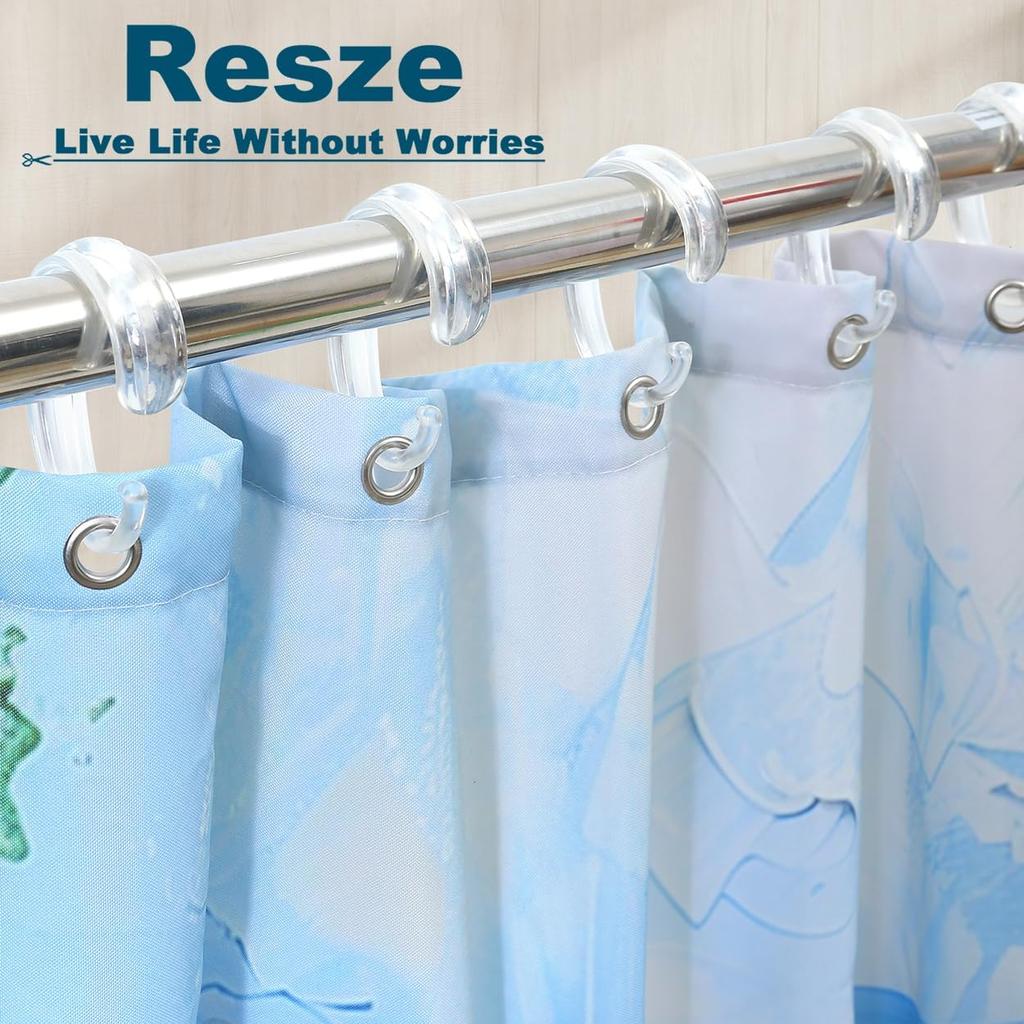 C-Shape Clear Shower Curtain Hooks for Shower Curtain, 12PCS Plastic Smooth Sliding Anti-Drop Shower Curtain Rings, Rust Resistant Decorative Shower