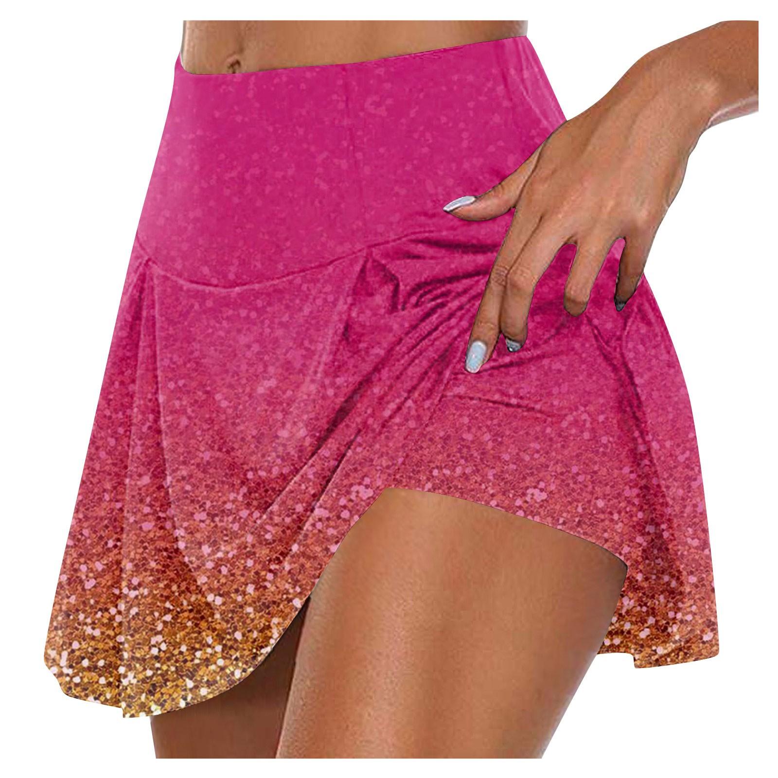 

Жіночі спортивні еластичні плісировані тенісні спідниці Run Yoga Inner Shorts Еластичні спортивні шорти для гольфу XXXXXL червоний