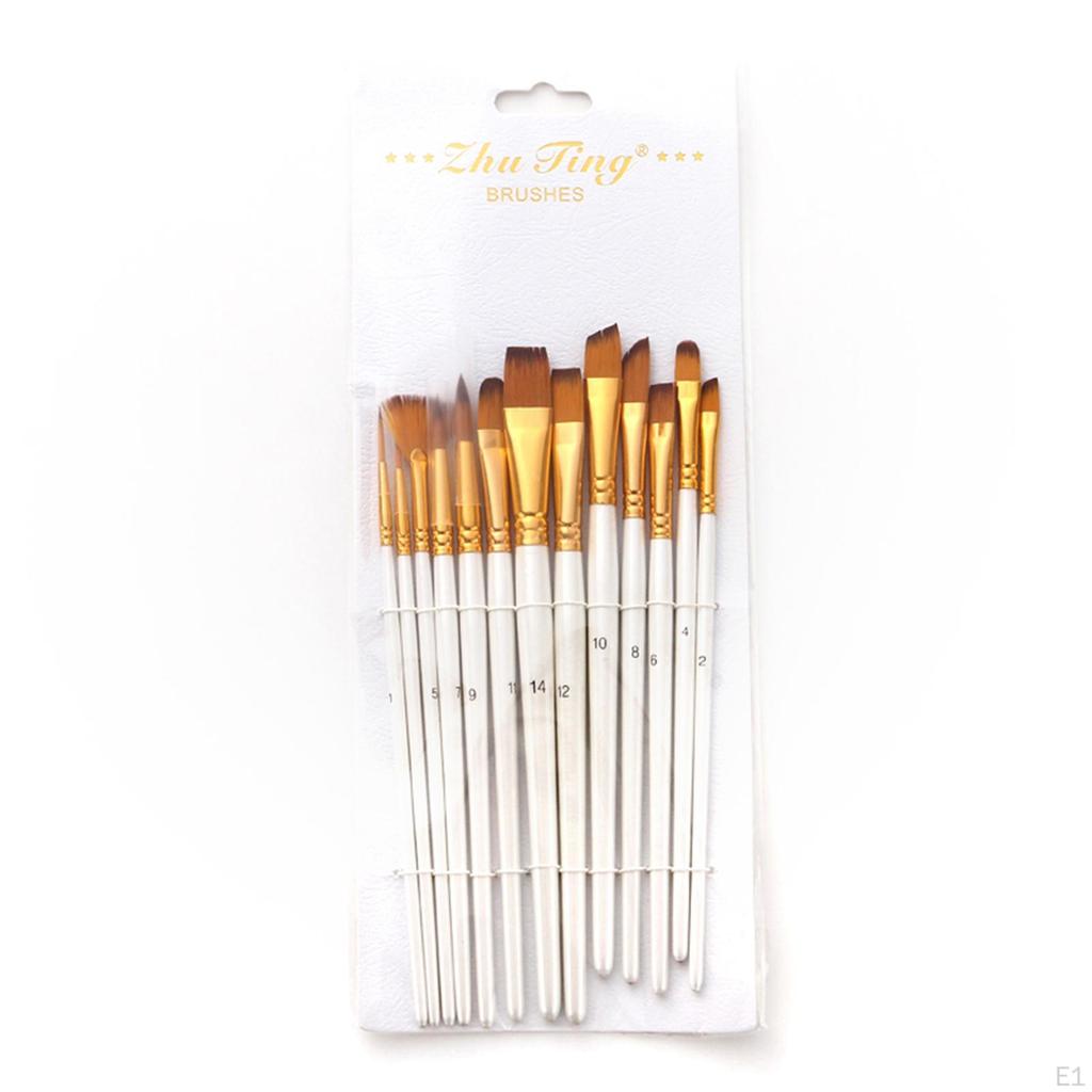 13 Pack Paint Brushes Set Nylon Hair Acrylic Fine Art Painting Kids Beginners