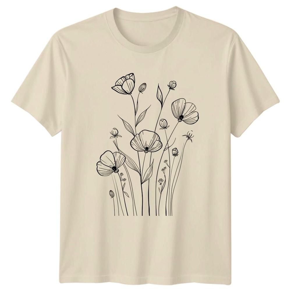 Delicate Hand Drawn Wildflower Garden Unisex TShirt Botanical Nature Mothers Day