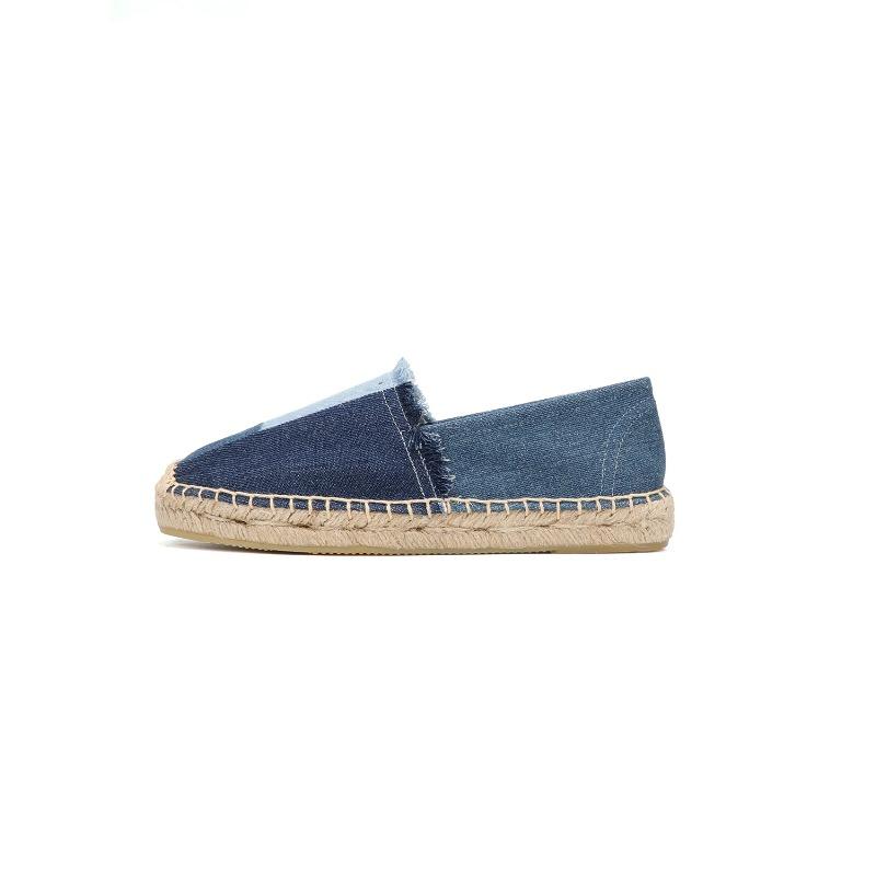 LUXSOLE Espadrilles Women's Shoes Luxury Denim PATCHWORK Flat Platform Stylish and Trendy Footwear for Fashion-Forward Females
