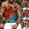 Muži Letní Vesta Bez rukávů Slim Fit Hip Hop Barevné Kravata Leopardí potisk Měkký Pružný Výstřih do O Neformální Fitness Tělocvična Muži Tílko