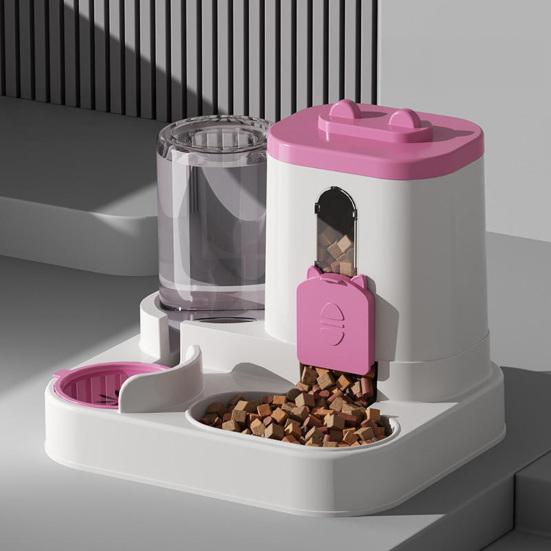Automatic Pet Feeder Cat Feeder with Water Dispenser 2-in-1 Large Capacity Self Feeding Device for Small Medium Dog Puppy Kitten