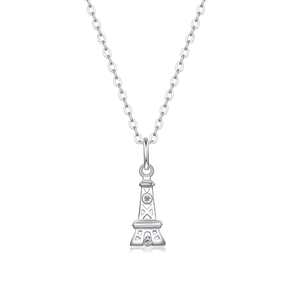 Bague Ringen Stříbrný náhrdelník S925 s přívěskem Tower z moissanitové oceli o hmotnosti 0,3 karátu a řetízkem pro klíční kost.