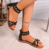 Fashion Casual Cross Strap Flat Sandals Women Rivet Decor Weightlight Soft Sole Sandal Female Stylish New Cover Heel Sandalias Mujer
