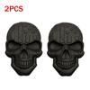 2x 3D Big Black Metal Skull Skeleton Evil Bone Car Emblem Badge Decal Sticker
