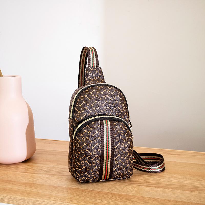 

Нагрудная сумка с принтом Женская сумка для мобильного телефона Женская сумка-пояс Street Trend темно-коричневого