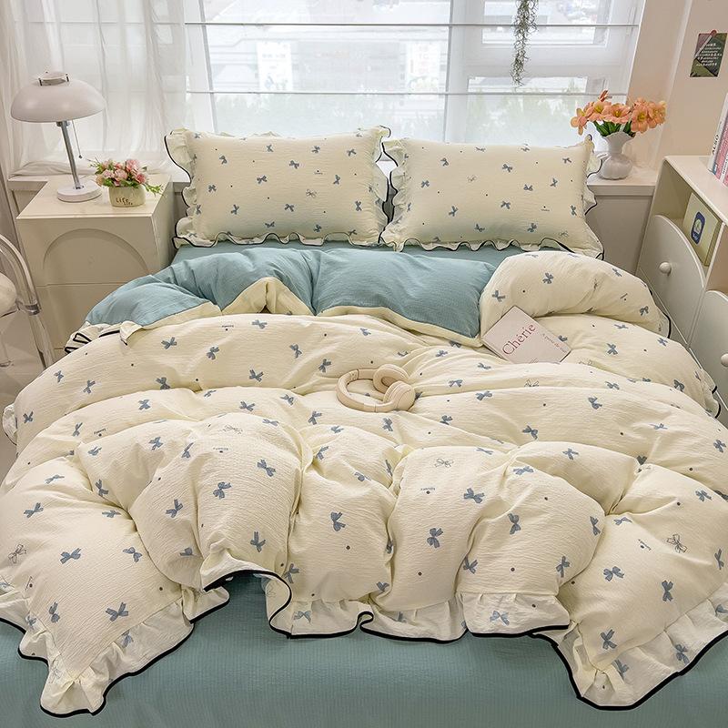 Lace Bed Four-piece Set, Skin-friendly Cloud-feeling Thin Quilt Cover, Bed Sheet Quilt Cover Three-piece Set