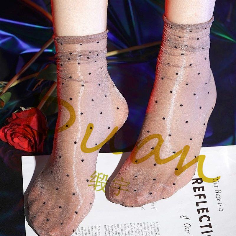 

Sexy1D Ultra-thin transparent mid-short women s socks in Japanese style JK Aurora glossy silky black stockings with a touch of pure desire Dot-Tube socks purplish червоний колір