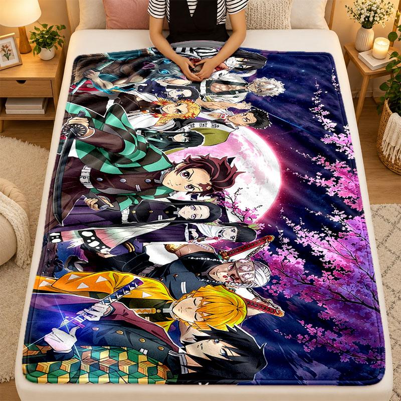 Flannel BlanketDemon Slayer Warm Soft Throw Blanket for Indoor Sofa Bed Living Room Use