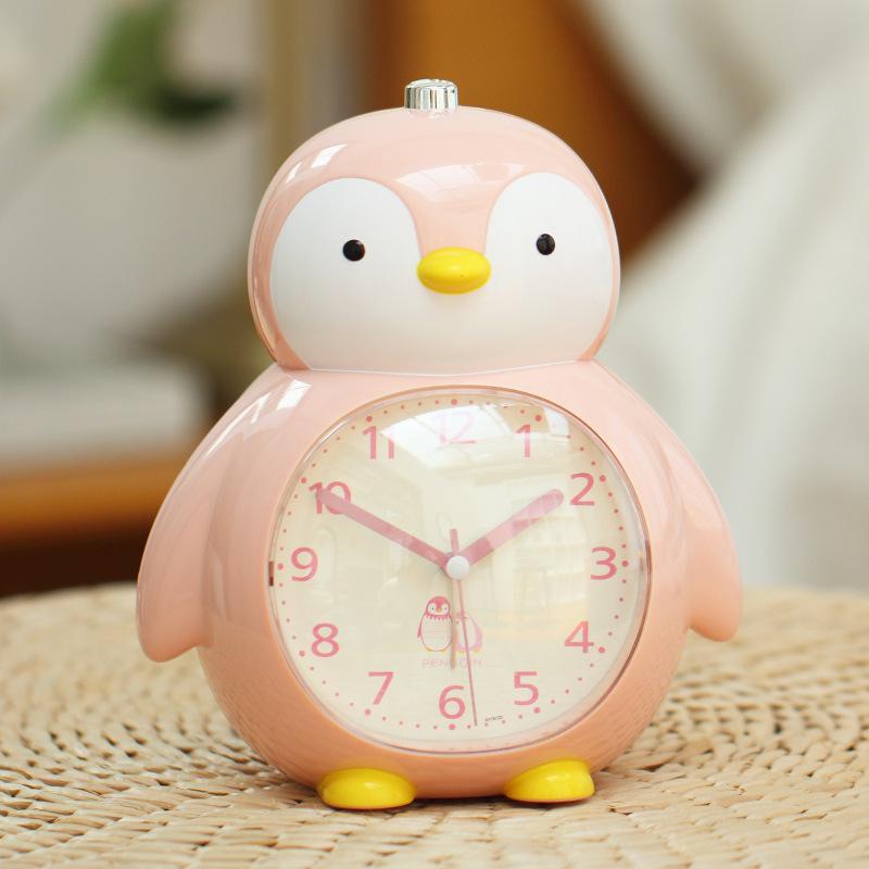 Будильник с изображением пингвина, детский будильник без тиканья, будильник из АБС-пластика с защитой от падений и ночником, для детской спальни