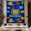 Custom Text Printed Tapestry Geometry Dash Pattern Large Wall Hanging Indoor Room Decor