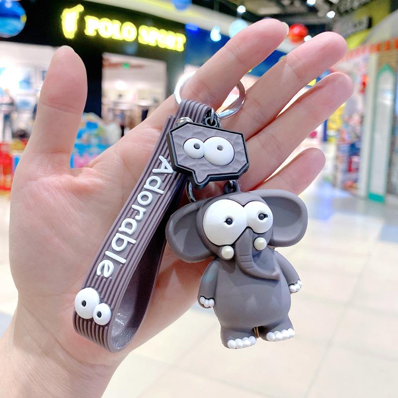 Funny Eye-Popping Elephant Keychain Cute Cartoon Animal World Eye-Popping Cow Car Key Chain Ring Bag Pendant large