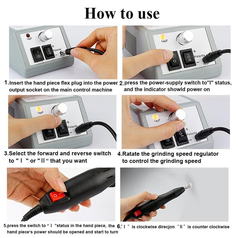 Electric Nail Art File Drill Manicure Polisher Machine Pedicure Care Sander Grinder Salon Kit