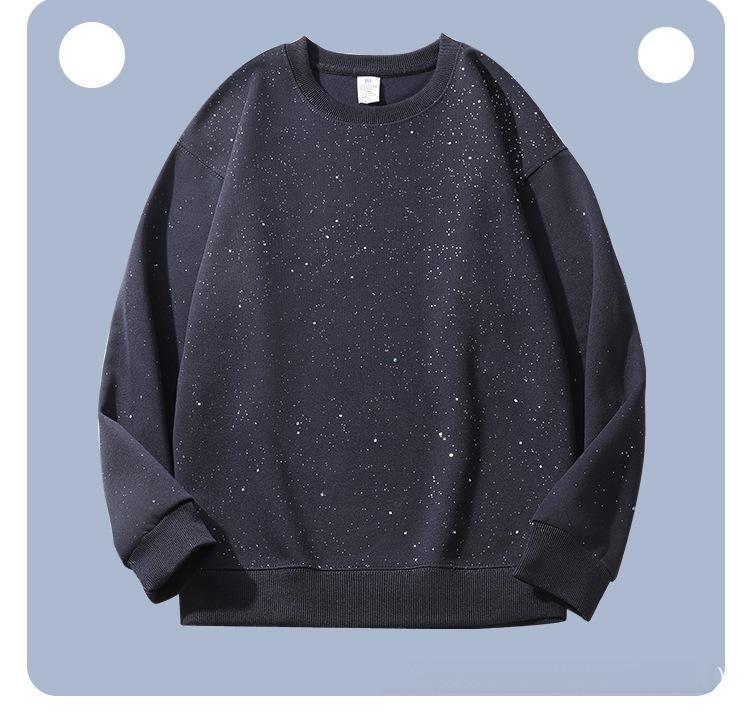 Autumn Retro Unisex Heavyweight Hoodie: Baby's Breath Hua Cotton Crew Neck Sweatshirt