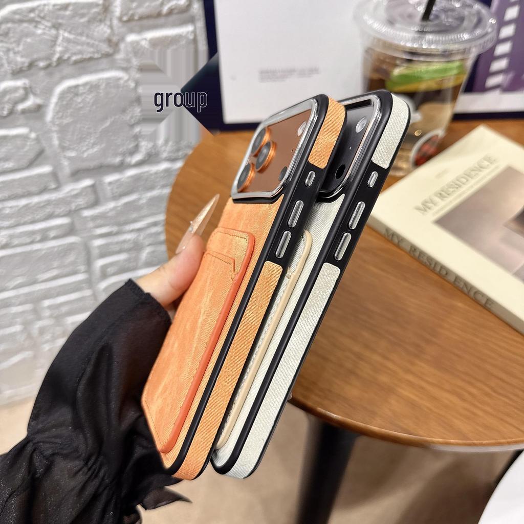 Denim Texture Card Holder Phone Case for Apple 17 Pro/16 Pro/15
