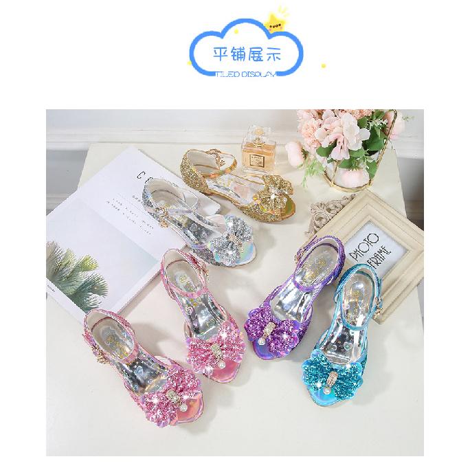Sandales pour filles Nouvelle mode Grandes enfants Chaussures de princesse Été Enfants Polyvalentes Talons hauts Petites filles Sandales en cristal