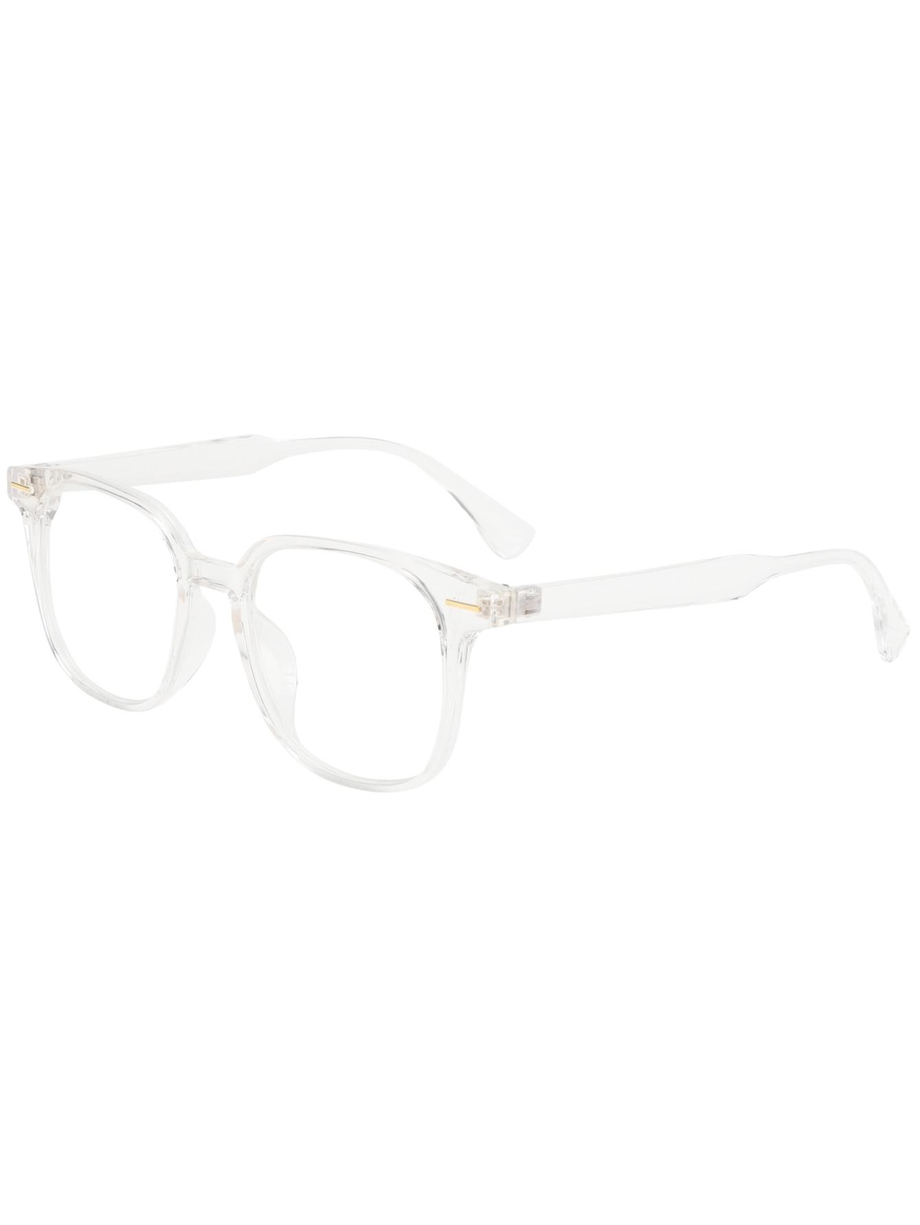 

Retro, simple and fashionable lenses, trend glasses, students travel personality, wearing frame flat mirrors. білий