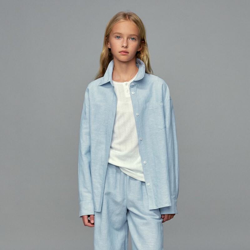 ELLE KIDS Girls  Spring Embroidered Linen-Cotton Shirt 150