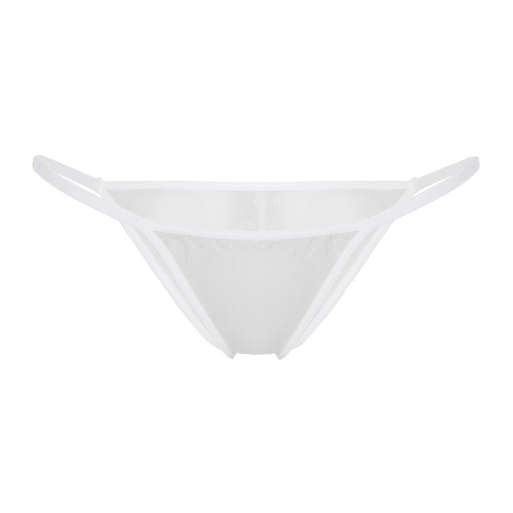 Womens Micro See Through Thong Low Waist Elastic Waistband Sheer Panties Briefs Lingerie Underwear