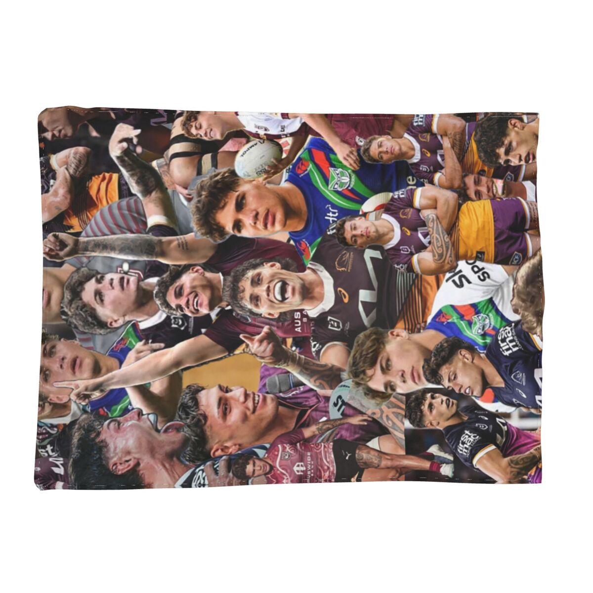 Плед Reece Walsh NRL Горячие Коллажные Фотографии Мягкий Теплый Фланелевый Плед Покрывало для Кровати Гостиной Пикника Путешествий Дома Дивана Size: 75*100cm, Weight: 230 GSM