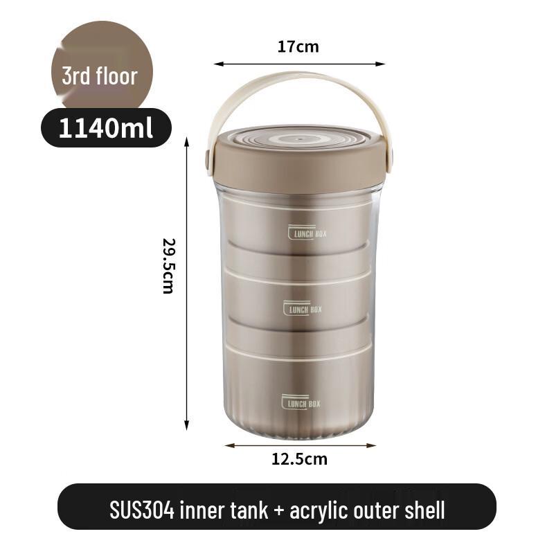 ZISIZ 304 Stainless Steel 3-Layer Insulated Lunch Box