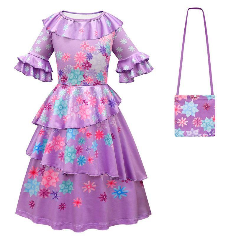 Encanto Mirabel Girls Princess Dress For Costume Parties And Cosplay Floral Detail